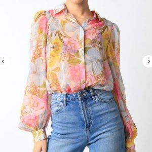 Olivaceous Light Pink Floral Bouse